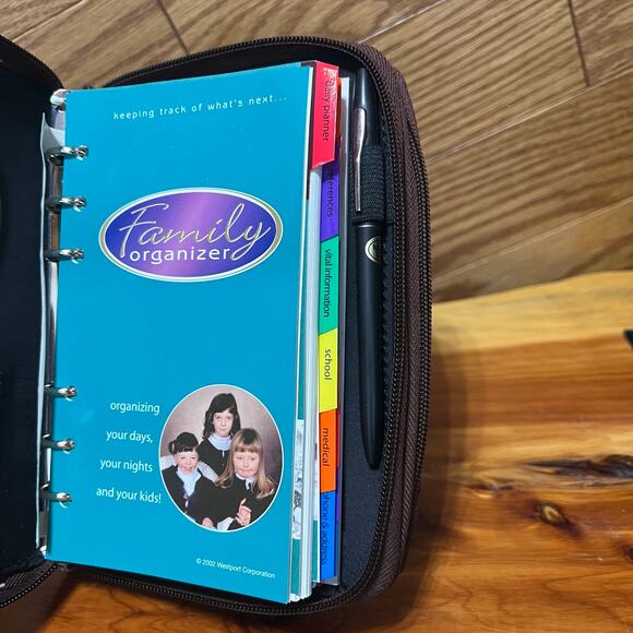 Vintage 1990's Family Organizer & Wallet Zippered Binder Calculator Memo Pad NEW - Picture 11 of 15